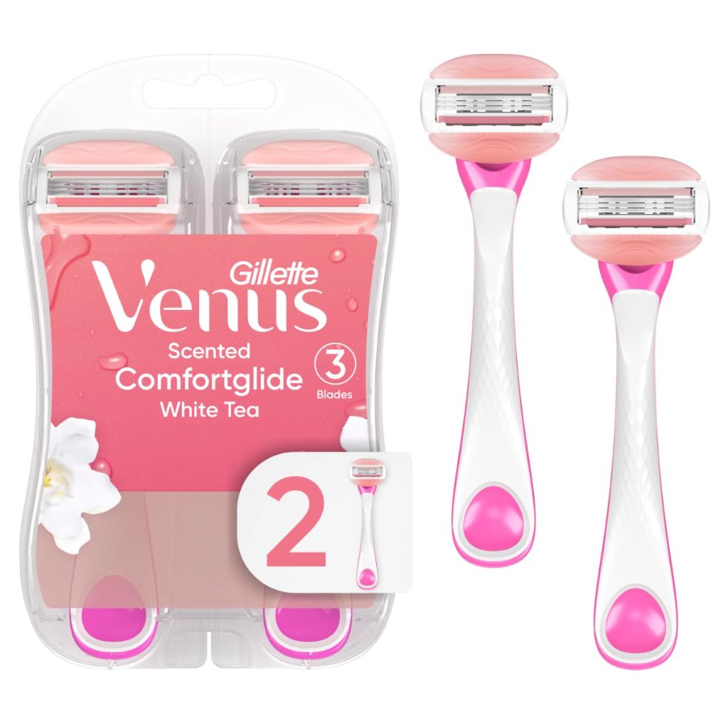 Convenient Womens Disposable Razors  2 Count With Moisturizing Bars Scented